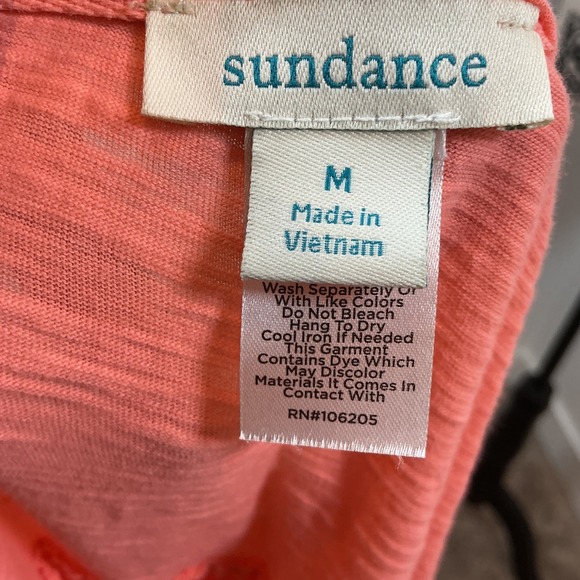Sundance Coral Orange Cotton Gauze Short Sleeve Gathered Back Tunic Top M - Picture 4 of 5